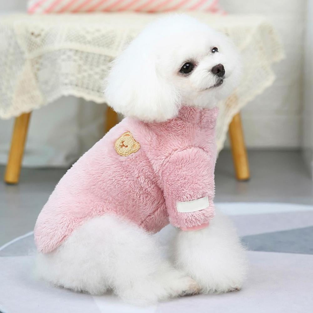 Dog Sweater Dog Clothes Fleece Dog Woolen Sweater Winter Warm Sweat Shirt Flower Pajamas Fleece Sweater for Small Dog Medium Dog Cat Red S