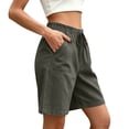 thumbnail image 4 of Jewelreauty Linen Summer Shorts for Women Casual with Pockets Loose Fit Drawstring Elastic Waist Sweatshorts (XL, Dark Gray), 4 of 6