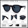 thumbnail image 5 of Round Horn Rim Sunglasses Retro Hipster Vintage Keyhole Bridge / Tortoise - Black, 5 of 7