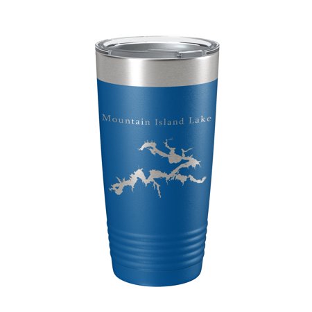 

Mountain Island Lake Map Tumbler Travel Mug Insulated Laser Engraved Coffee Cup North Carolina 20 oz Royal Blue