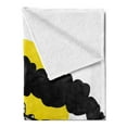 thumbnail image 2 of Train Soft Flannel Fleece Throw Blanket, Simplistic Doodle of Locomotive Vapour and Round Sun Travelling, Cozy Plush for Indoor and Outdoor Use, 50" x 70", Black Yellow, by Ambesonne, 2 of 5