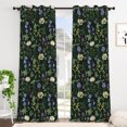 thumbnail image 3 of Tchckioa Blackout Curtains,Printed Floral Window Drapes for Living Room,Grommet Top(Black and Green,42x63,Set of 2), 3 of 6