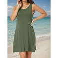 thumbnail image 3 of Aiyino Women's Summer Casual Dresses Clearance Solid Color Loose Sundress With Pockets,Army Green S, 3 of 8