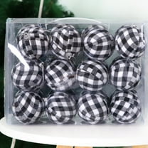 24 Pieces Christmas Ball Ornament Hanging Plaid Ball 2.8in Fabric Wrapped Ball Ornament Xmas Tree Ball Ornament Buffalo Plaid Fabric Ball for Christmas Party Decor Supplies (Red, Black)