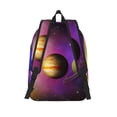 thumbnail image 2 of Picia Planets And Stars Printed Canvas Daypack - Stylish and Durable Vintage Compact Backpack - Class, Work, Travel, or Laptop Bookbag,Organized Compartments-Small, 2 of 6
