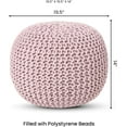 thumbnail image 4 of · REDEARTH · Round Pouf Ottoman - Braided Boho Poof Home Décor Pouffe Circular Footrest for Living Room - Bedroom - Lounge - 100% Cotton (19.5"x19.5"x14") - Pale Pink, 4 of 9