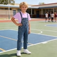 thumbnail image 6 of Bovxnpu Toddler Kids Boys Girls Unisex Solid T Shirt Denim Overalls Socks Short Sleeve Outfit Set, 6 of 8