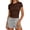 DarkCoffee, variant on Slim Fitted T Shirts for Women Short Sleeve Ruched Crop Tops Summer Basic Tees, XS-XL