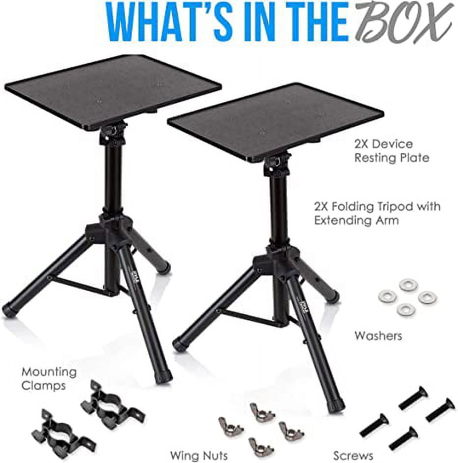 Pyle PLPTS4X2 Universal Adjustable Tripod Design DJ Laptop Stand Holder, Pair