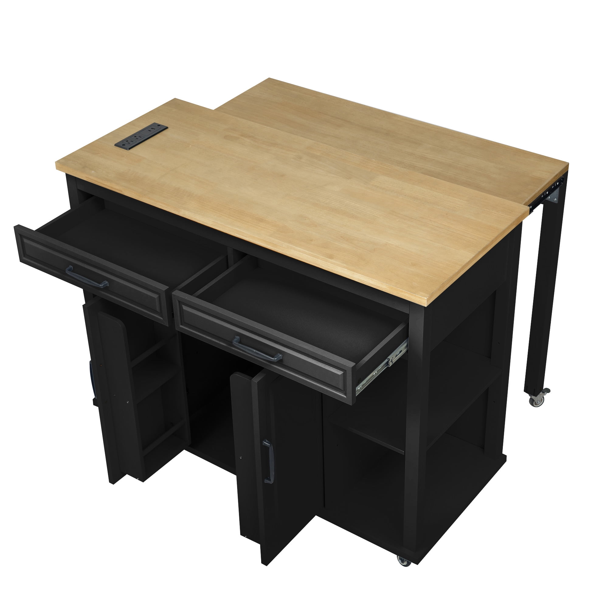 Homy Casa 47" Garage Cabinet with Internal Storage Rack, Power Outlet, Adjustable Shelves, Black