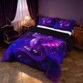thumbnail image 2 of Manfei Cute Dragon Animals King Size Comforter Sets,Fantasy Cloud Stars Comforters King Size,Purple Blue,Black Reversible,3 Pieces,1 Comforter and 2 Pillowcases, 2 of 7