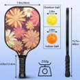 thumbnail image 4 of Pickleball Paddles Set Of 2, Fiberglass Surface, Daisy Floral Print, 4 Balls & Bag, 4 of 5