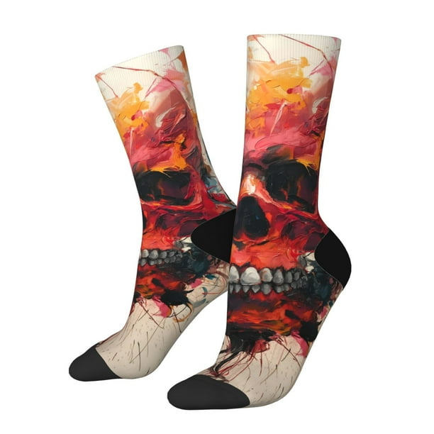 Balery Abstract Colorful Skull Art Calcetas Largas con Estampado para Hombre y Mujer – Suaves y Transpirables, Talla Única (US 5-11)