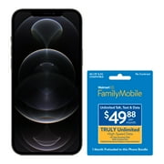 Walmart Family Mobile Apple iPhone 12 Pro Max, 128GB, Graphite - Prepaid Smartphone Includes Free $49.88 Unlimited Card/30 Days