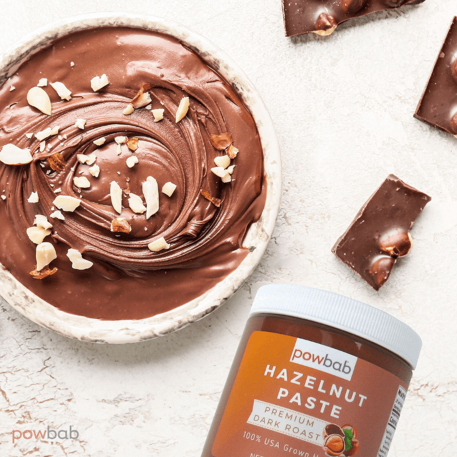 powbab Hazelnut Paste - 100% USA Hazelnut Spread, Sugar Free (8 oz)