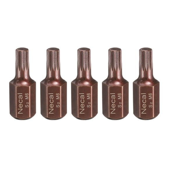 Uxcell 5pcs M6 Torx Screwdriver Bit 10mm Hex Shank 30mm Length Security Tamper Proof 12 Point Head Hex Bits S2 Steel Screw Driver Bit
