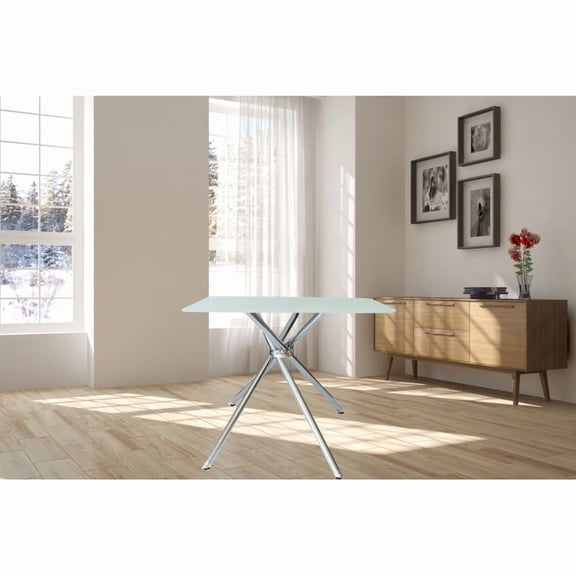 36" Square Frosted Tempered Glass Table