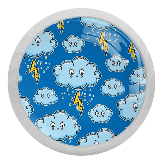 4PCS Round Clouds Cabinet Fluorescence Knob Glowing in the Dark Furniture Drawer Pulls Handle with Screws