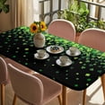 thumbnail image 3 of St. Patrick's Day Table Cloths for 4 Foot Rectangle Tables, Spring Lucky Shamrocks Leaves Black Patio Waterproof Elastic Fitted Tablecloths, Washable Rectangular Table Cover for Camping, 3 of 8