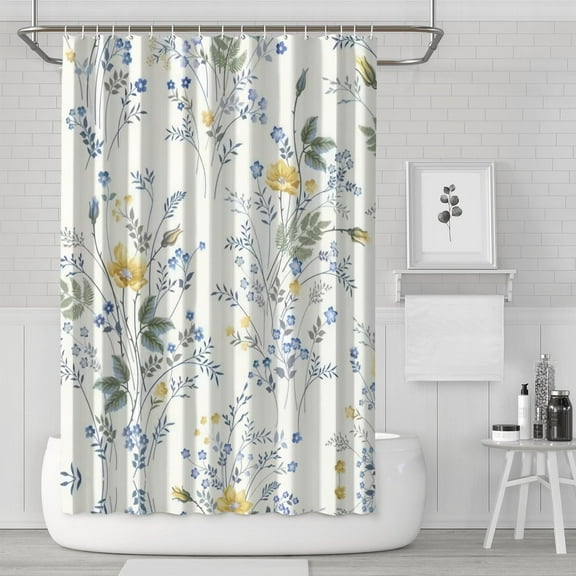 Waterproof Beautiful Colorful Floral Shower Curtain 72x72 Inch Boho Style Polyester Unique Shower Curtain for Bathroom Hotel Home Decor with 12 Plastic Hooks