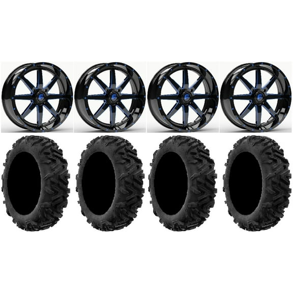 Fuel Maverick Blue 20" Wheels 34" Moto MTC Tires Can-Am Maverick X3 / Honda Pioneer 1000 / Talon