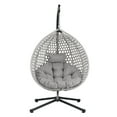 thumbnail image 4 of Harper & Bright Designs Hanging Egg Chair with Stand, Patio Wicker Hanging Chair, Indoor and Outdoor Hammock Swing Chair, 330 LBS Capacity for Bedroom Balcony Garden, Gray+Gray, 4 of 9