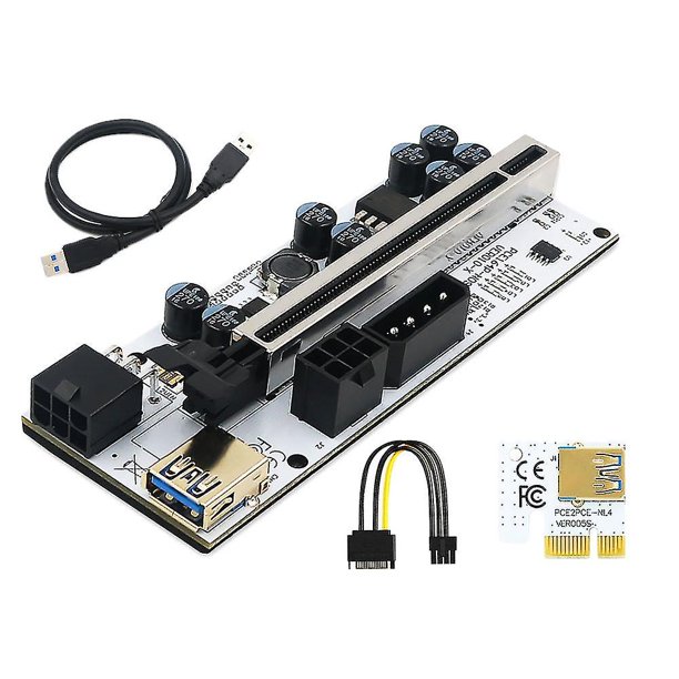 Nueva versión 010-x Pcie Riser 1x a 16x Usb3.0 60mm Sata3.0 extensión gráfica con Flash Led Compatible con Gpu