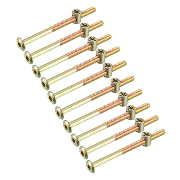 M6x90mm Furniture Bolt Nut Set Carbon Steel Zinc Plated 10 Sets