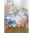 thumbnail image 5 of Summer Ocean Round Tablecloth 60 inches Nautical Sea Watercolor Orange Blue Starfish Corals Waterproof Oil-Proof Table Cloth Round Table Cover for Holiday Party Picnic Dinner Decor Indoor Outdoor Use, 5 of 9