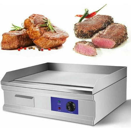 EAYSG 3000W 21.6" Commercial Electric Flat Top Griddle Grill, 110V Non-Stick Countertop Teppanyaki Grill, Stainless Steel BBQ Machine with Adjustable Thermostatic Control