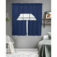 thumbnail image 5 of Navy Blue Swag Valance and Tier Curtains 36'' Length Set, Modern Pure Navy Blue Light Filtering Kitchen Curtains, Tier Curtain Valances for Bathroom/Living Room/Bedroom/Café, 5 of 6