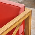 thumbnail image 3 of Timothy Outdoor 6 Seater Acacia Wood Sectional Sofa and Club Chair Set, Teak Finish, Red, 3 of 6