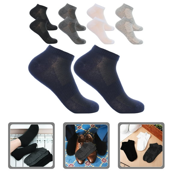 Tineasur 5Pairs Mens Casual Socks Cotton Polyester Ankle Socks with Ventilation Area
