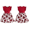 thumbnail image 4 of BULLPIANO Girls Ruffle Trim Dress CrewNeck Floral Belted Casual Party Dress 4-7 Years, 4 of 5