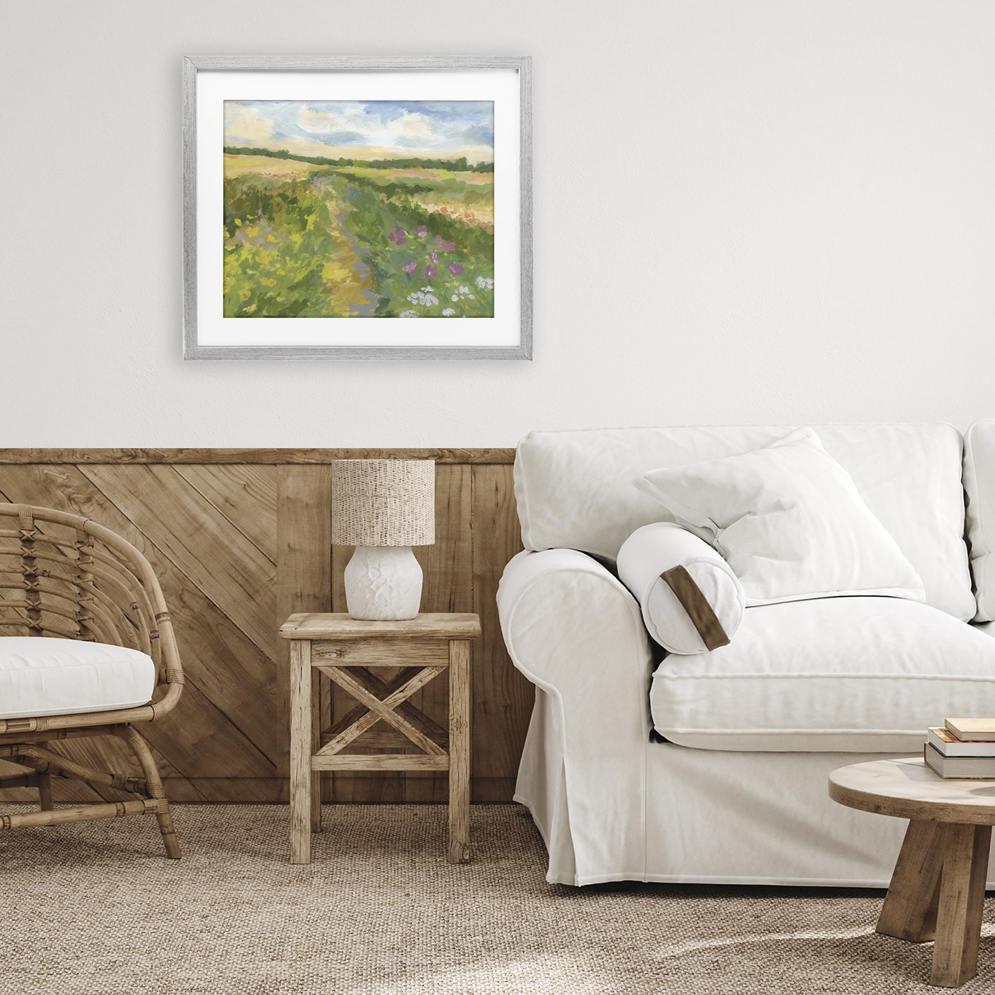 Stupell Industries Windswept Flower Field Gray Framed Print Under Glass, design by Victoria Barnes