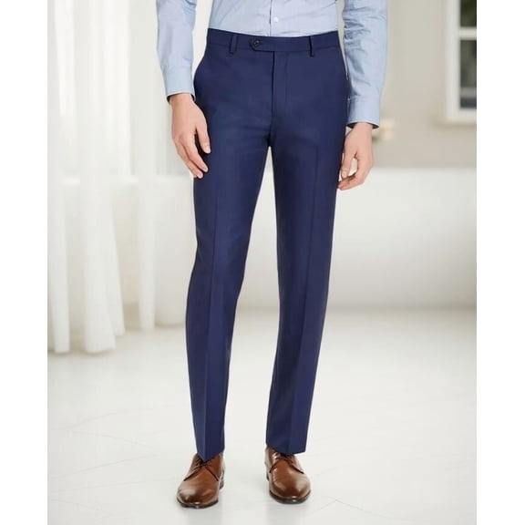 Alfani Mens Slim Fit Flat Front Stretch Solid Suit Pants Blue Size 30x32 NWT