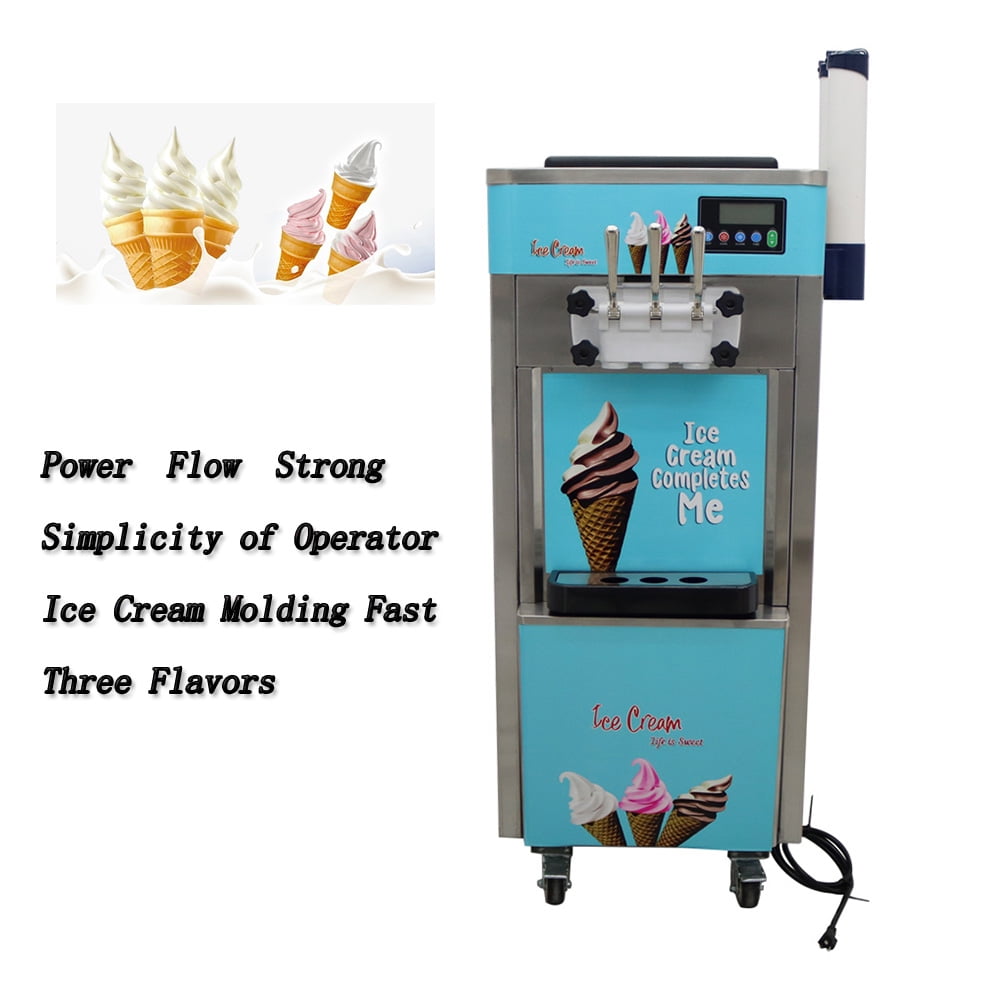 INTBUYING Commercial 3 Flavors Soft Ice Cream Cones Machine LCD Display 20 30L H Walmart