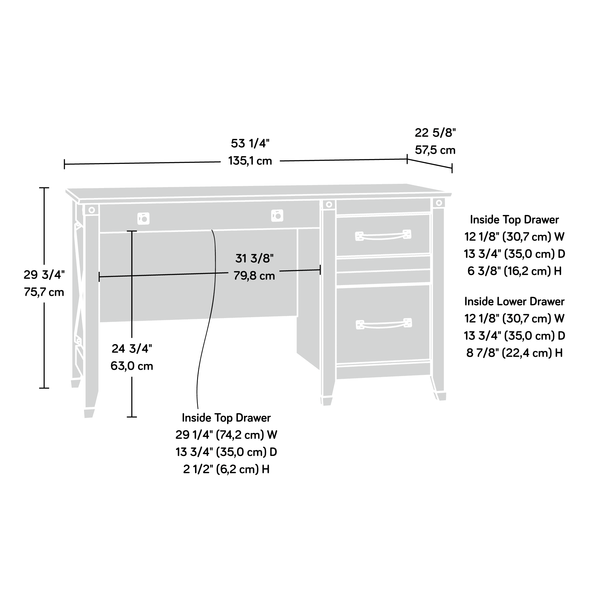 Sauder Carson Forge Computer Desk, Washington Cherry finish