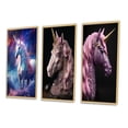 thumbnail image 3 of Designart "Cosmic Magic Purple Unicorn" Fantasy Unicorn Framed Wall Art Set Of 3 - Purple Children's Art Frame Gallery Set For Office Decor, 3 of 6