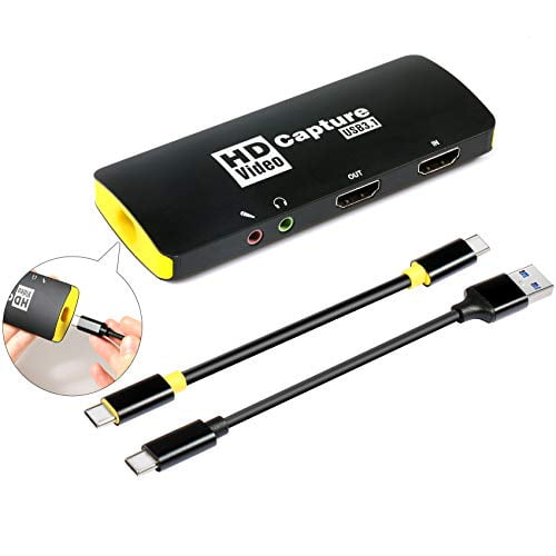 Mirabox Game Capture Card,USB3.1 Type C HDMI Capture Card,1080P 60FPS HD Audio Video Capture Device CamLink for PS4 Switch OBS Youtube Live Streaming