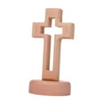 thumbnail image 2 of Standing Catholic Cross Wooden Ornament with Elegant Round Base for Home Shelf Decor and Christmas Parties, 2 of 9