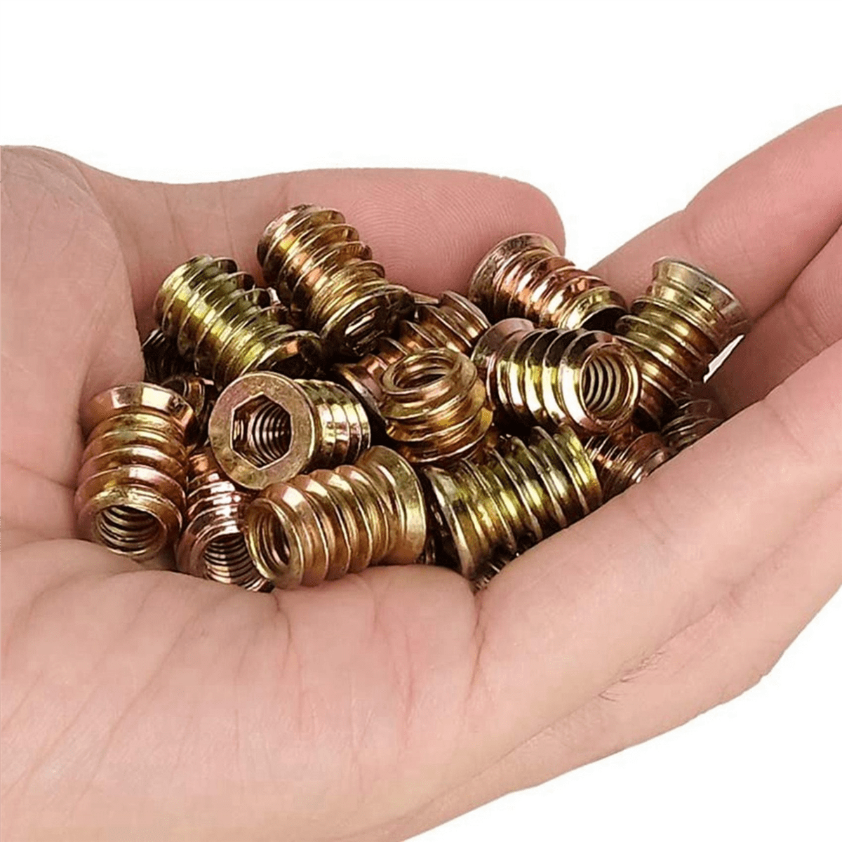 500Pcs M6 x 15mm Furniture Screw in Nut Threaded Wood Inserts Bolt Fastener Connector Hex Socket Drive