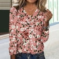 thumbnail image 2 of Stamzod Business Casual Tops for Women Fashion Floral Printed V Neck Long Sleeve Pullover Top Casual Work Blouses for Women Pink M, 2 of 7