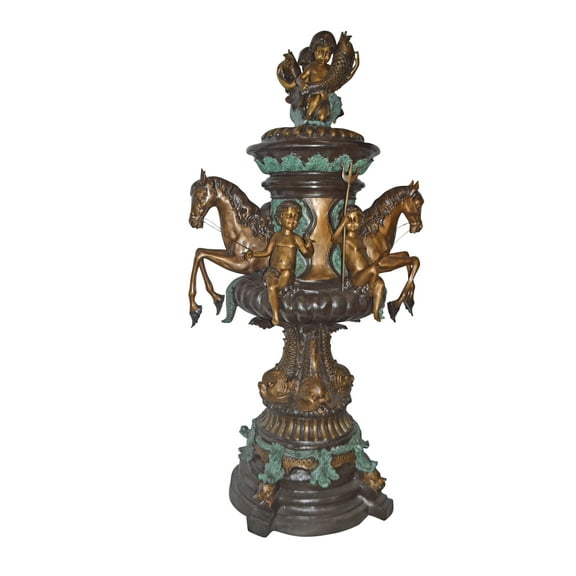 Nifao Seven Feet Tall Tiered Pond – Outdoor Bronze Fountain, Garden Water Feature, 46"L x 46"W x 84"H