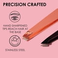 thumbnail image 3 of JAPONESQUE Pointed-Slant & Slant Tweezers, 2 Pack for Eyebrow Grooming, Facial Hair Removal, Rose Gold and Black, Stainless Steel, 3 of 4