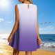thumbnail image 4 of Vestido Corto para Mujeres Verano Moda Casual Impreso Lado Plisado Cuello Redondo sin Mangas, 4 of 7