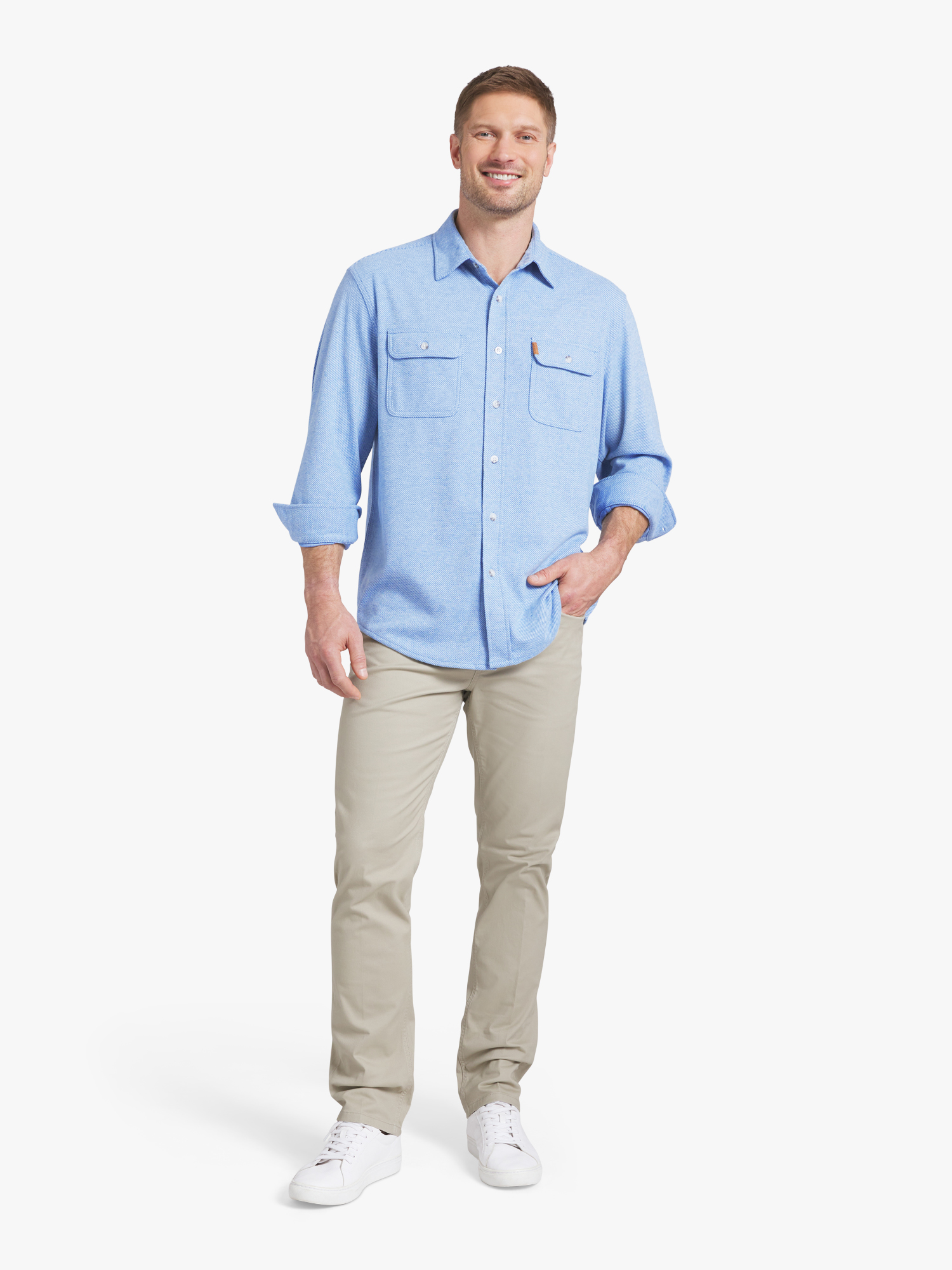 Chaps Men's & Big Men's Long Sleeve Knit Flannel Shirt, Sizes S-3XL