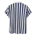 thumbnail image 2 of Mens Linen Short Shirts Sleeve Button Down Shirts Striped Summer Henley Shirts Casual Navy L, 2 of 3