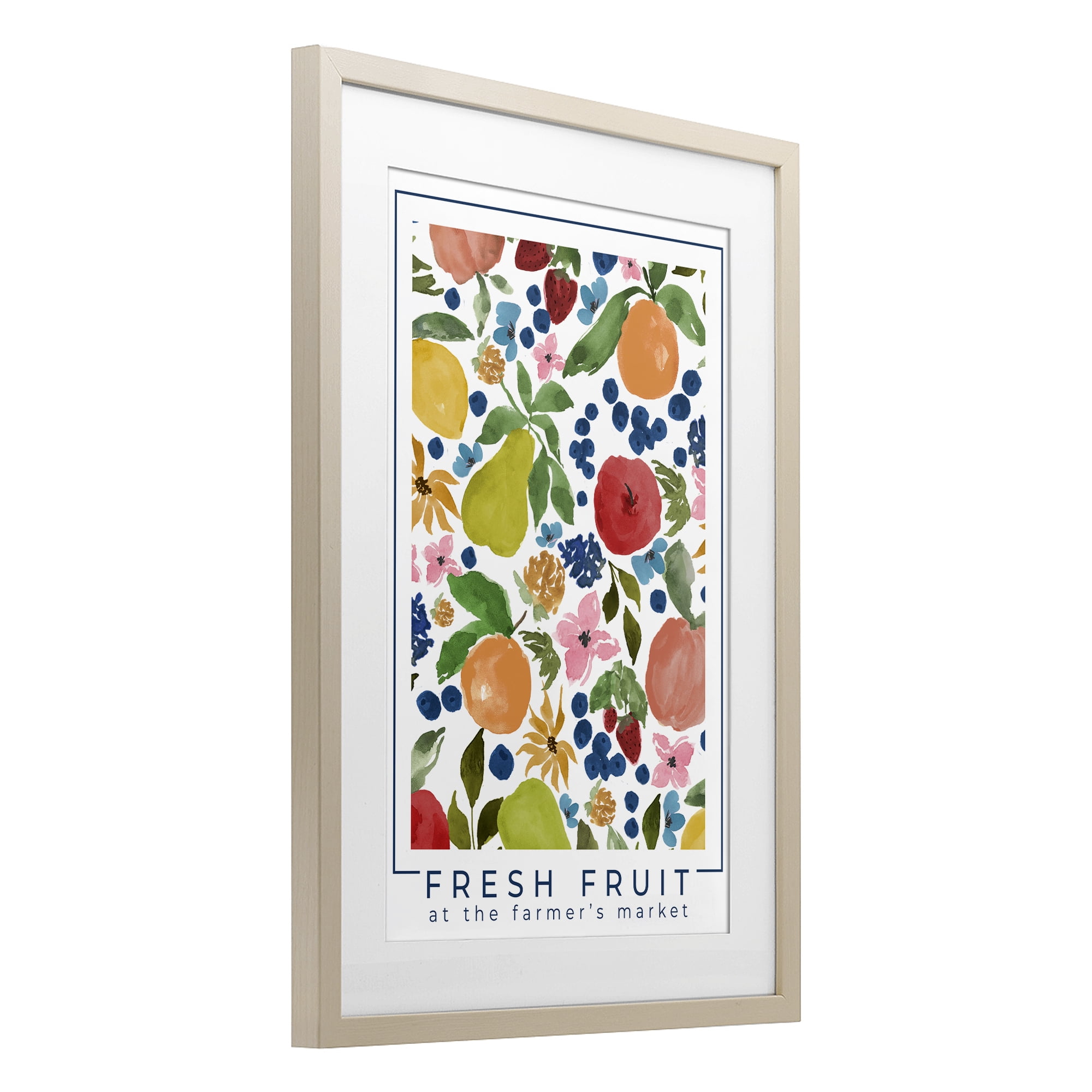 Stupell Industries Fresh Fruit Market Pattern Birch Framed Print Under Glass, design by Lucille Price