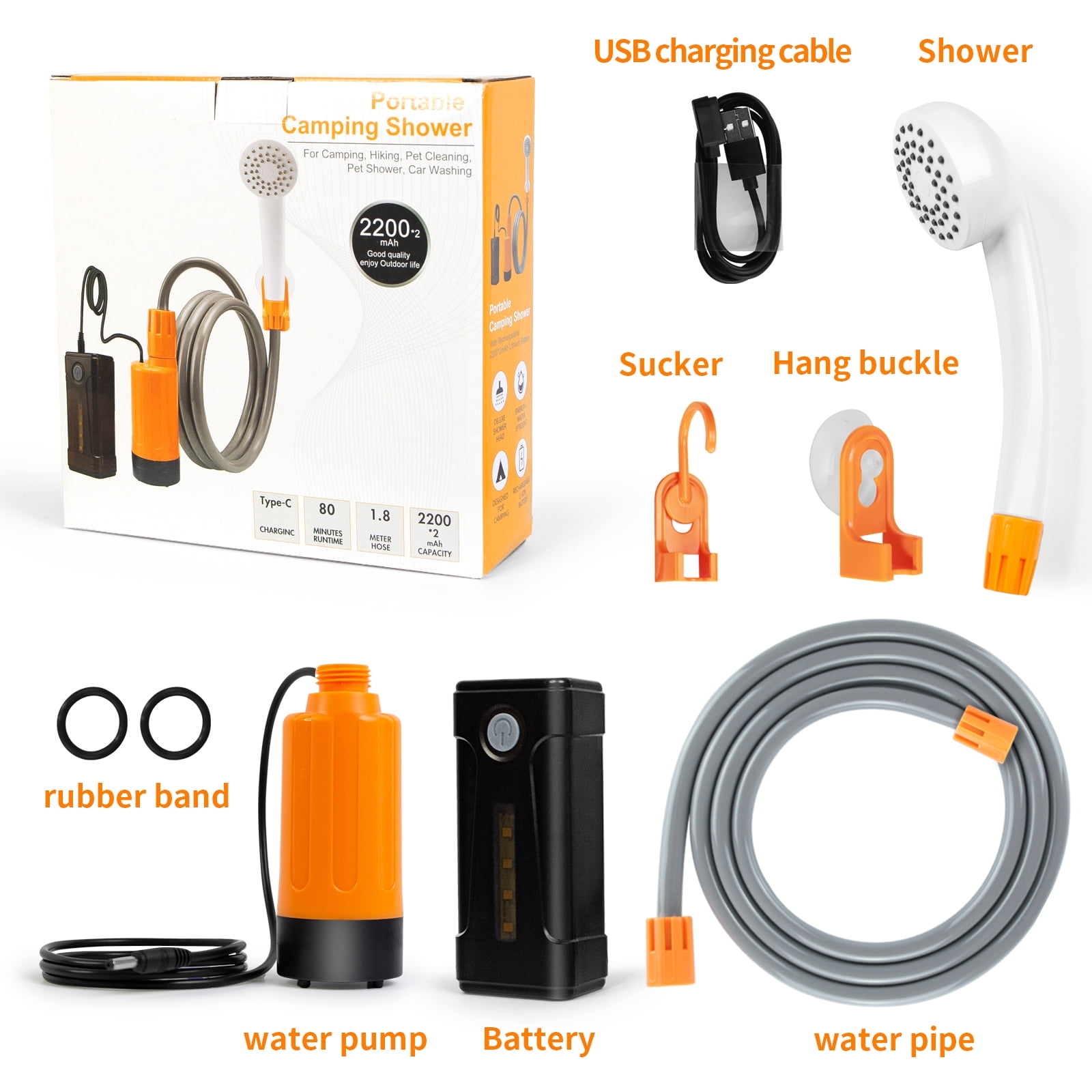  URPRO Portable Camping Shower, Outdoor Shower Head, Shower  Pump, Detachable USB Rechargeable Batteries, Pumps Water from Bucket, for  Camping, Hiking, Pet Cleaning, Pet Shower, Car Washing : Sports & Outdoors